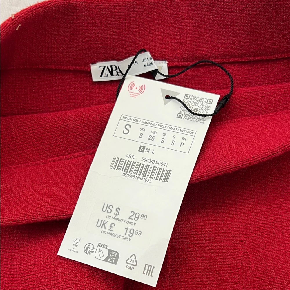 NWT Zara Red Flared Circle Skirt Burgundy - Size S but fits like XS - Picture 3 of 7